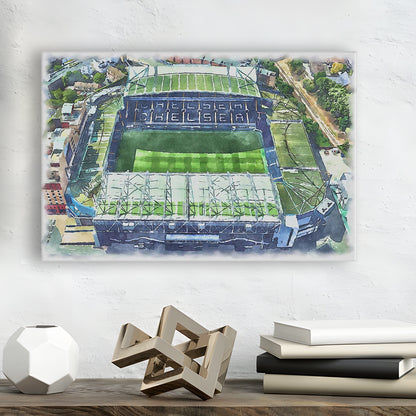 Chelsea FC, Stamford Bridge Painting Stadium Watercolor, Sport Art, Gifts for him, Canvas Print Wall Art