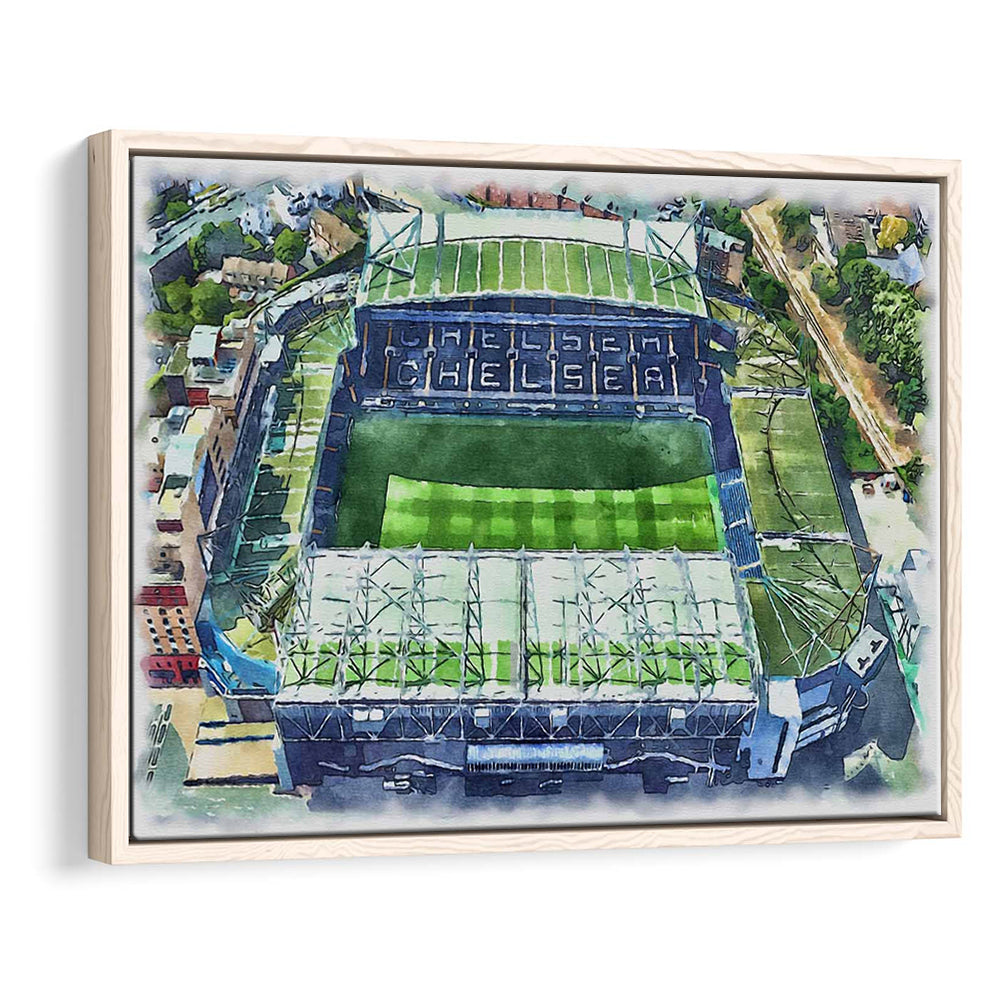 Chelsea FC, Stamford Bridge Painting Stadium Watercolor, Sport Gift Art, Framed Canvas Print Wall Art