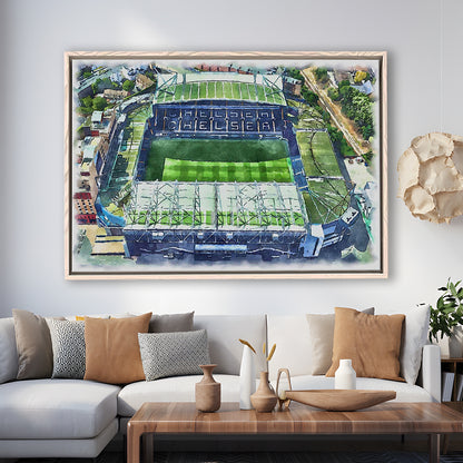 Chelsea FC, Stamford Bridge Painting Stadium Watercolor, Sport Gift Art, Framed Canvas Print Wall Art