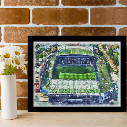Chelsea FC, Stamford Bridge Painting Stadium Watercolor, Sport Gift Art, Framed Art Print Wall Decor