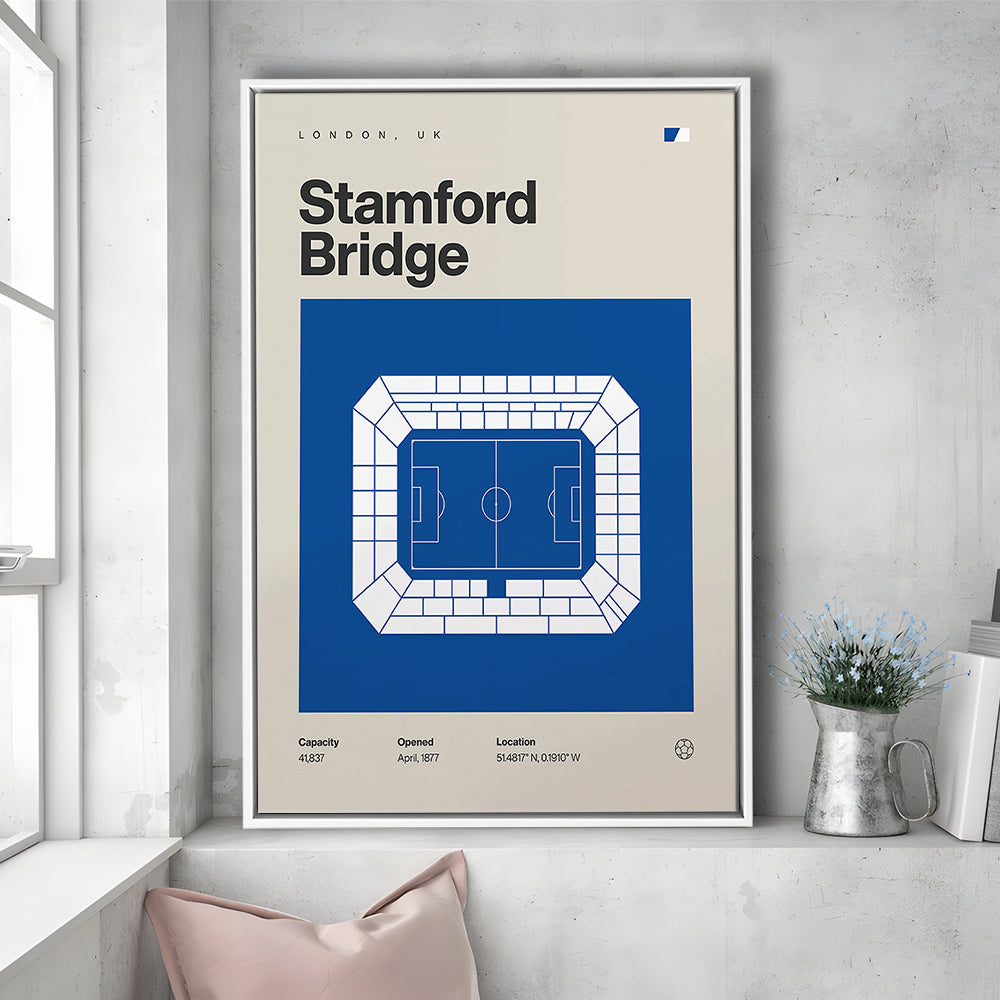 Chelsea Football Stadium Print, Stamford Bridge Stadium Print, Man Cave Gift, Floating Framed Canvas Print Wall Art
