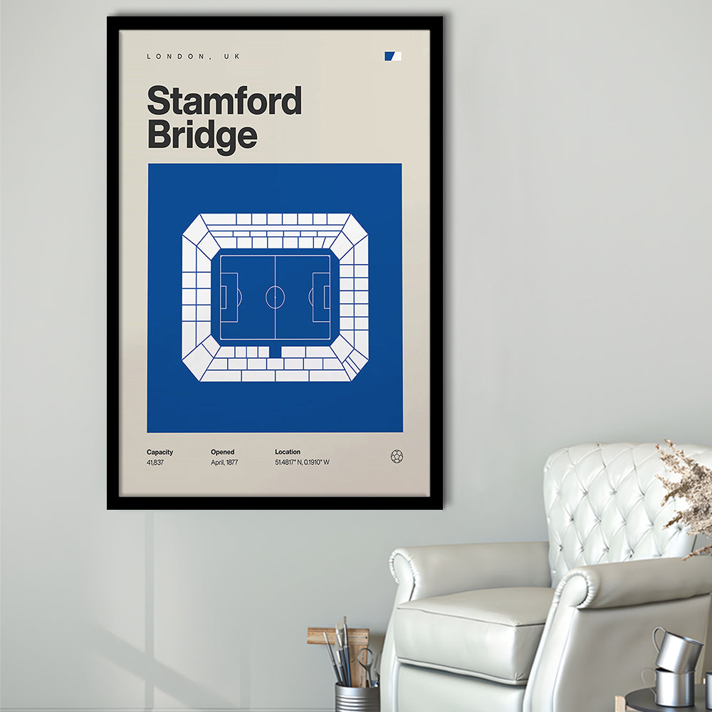 Chelsea Football Stadium Print, Stamford Bridge Stadium Print, Gifts for him, Sport Art, Framed Art Print Wall Decor
