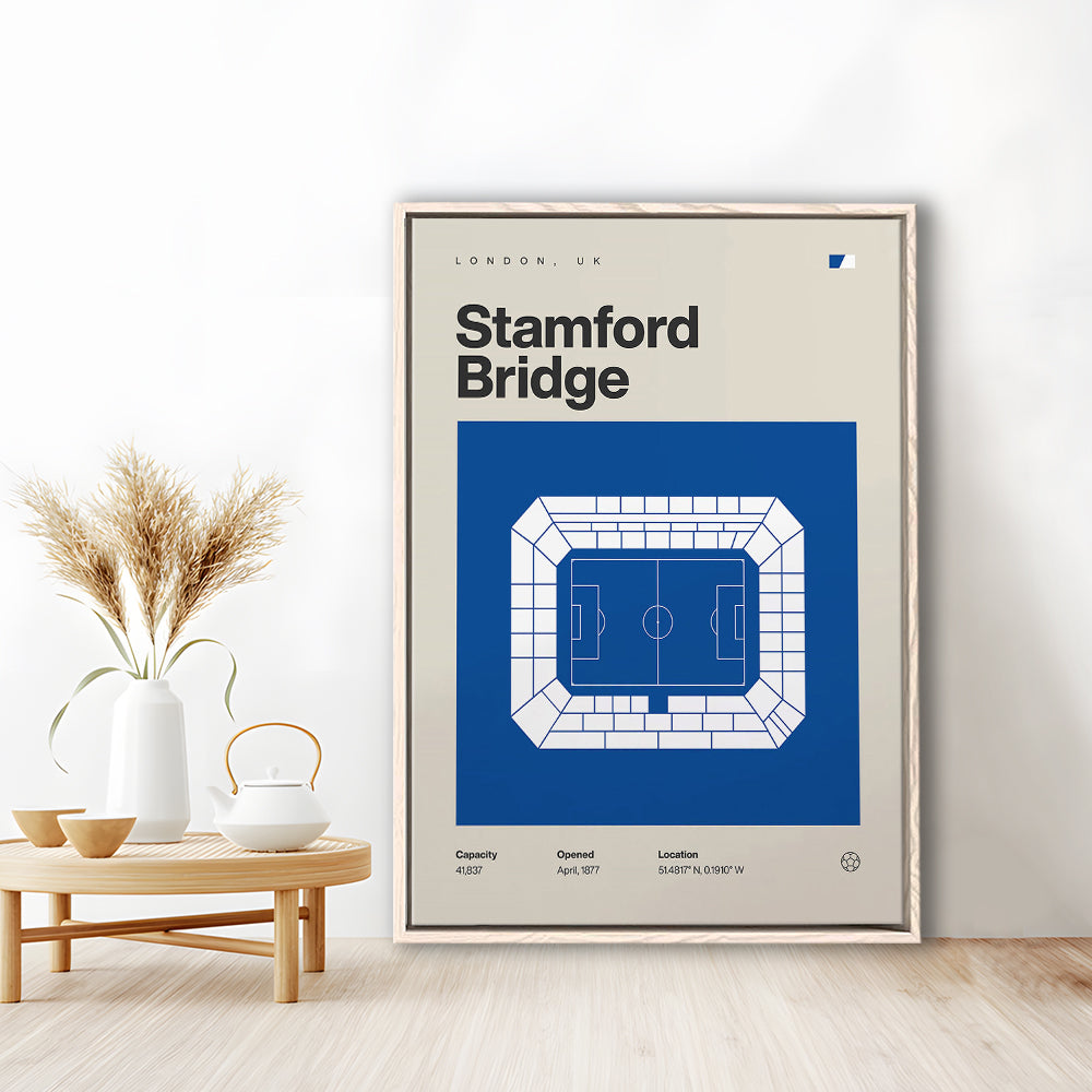 Chelsea Football Stadium Print, Stamford Bridge Stadium Print, Man Cave Gift, Floating Framed Canvas Print Wall Art