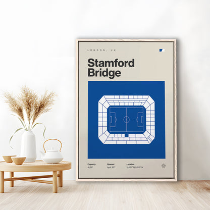 Chelsea Football Stadium Print, Stamford Bridge Stadium Print, Man Cave Gift, Floating Framed Canvas Print Wall Art