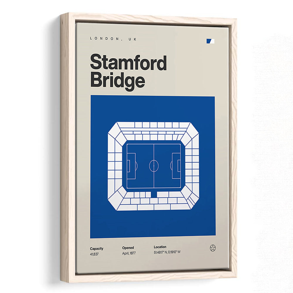 Chelsea Football Stadium Print, Stamford Bridge Stadium Print, Man Cave Gift, Floating Framed Canvas Print Wall Art