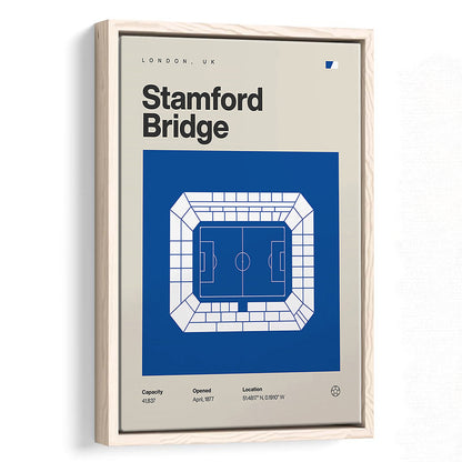 Chelsea Football Stadium Print, Stamford Bridge Stadium Print, Man Cave Gift, Floating Framed Canvas Print Wall Art