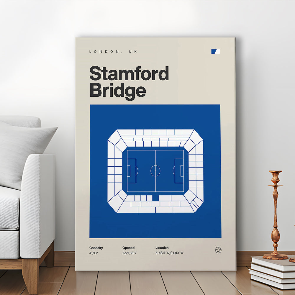 Chelsea Football Stadium Print, Stamford Bridge Stadium Print, Fan Gifts, Sport Art, Canvas Print Wall Art