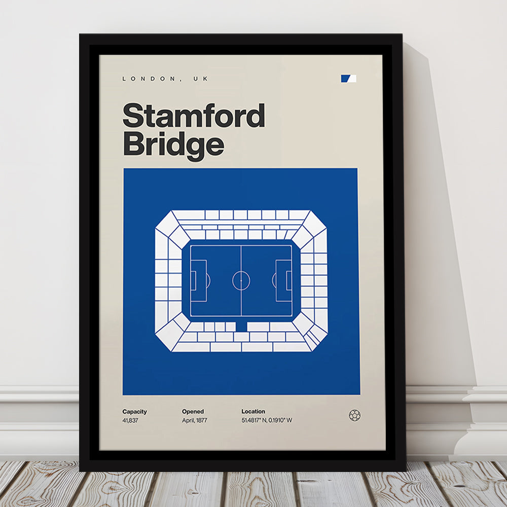 Chelsea Football Stadium Print, Stamford Bridge Stadium Print, Man Cave Gift, Floating Framed Canvas Print Wall Art