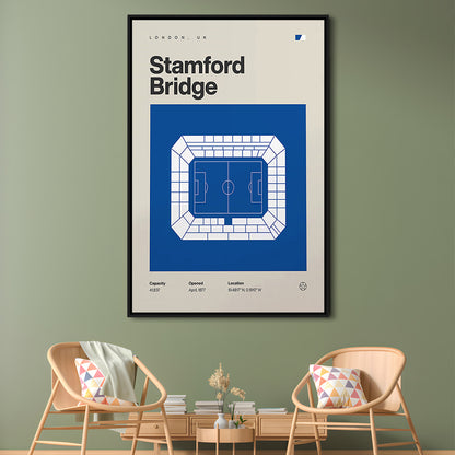 Chelsea Football Stadium Print, Stamford Bridge Stadium Print, Man Cave Gift, Floating Framed Canvas Print Wall Art