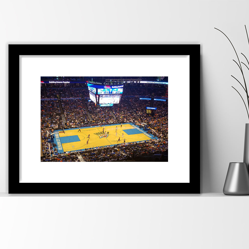 Chesapeake Energy Arena Oklahoma, Stadium Canvas, Sport Art, Gift for him, White Border Framed Art Print Wall Decor