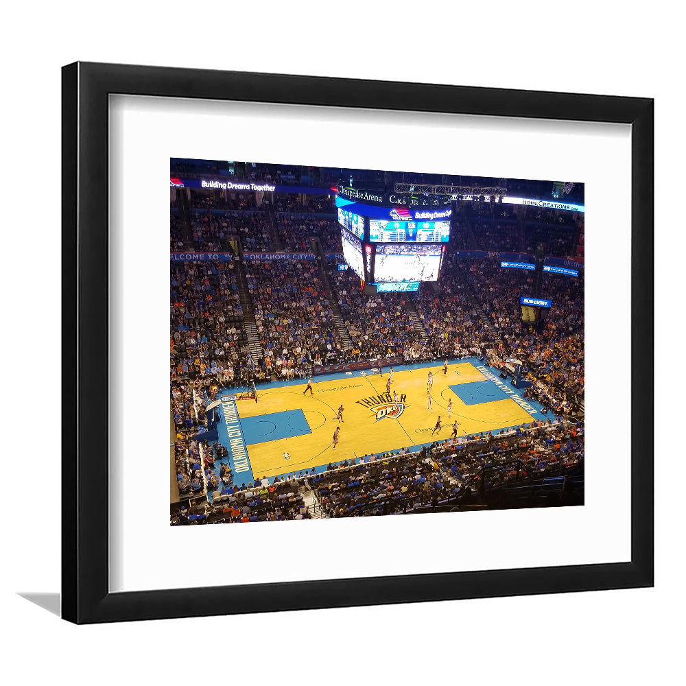 Chesapeake Energy Arena Oklahoma, Stadium Canvas, Sport Art, Gift for him, White Border Framed Art Print Wall Decor
