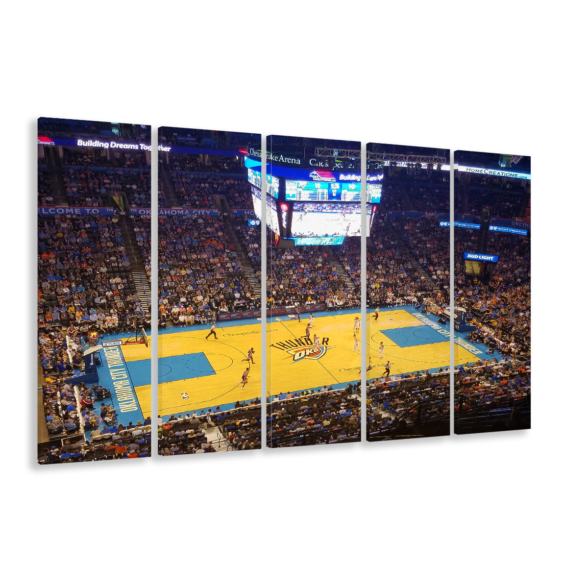 Chesapeake Energy Arena Oklahoma, Stadium Canvas, Sport Art, 5 Panel B, Extra Large Canvas, Canvas Print Wall Art