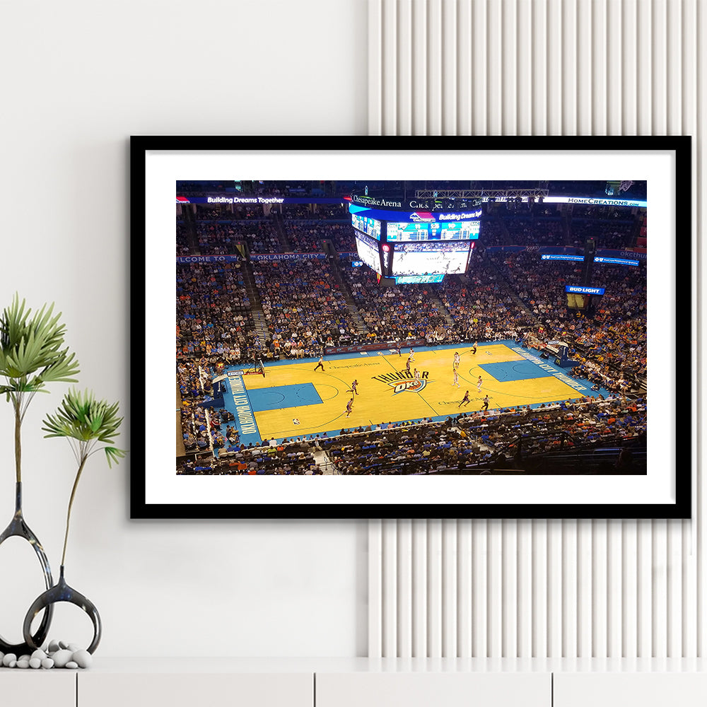 Chesapeake Energy Arena Oklahoma, Stadium Canvas, Sport Art, Gift for him, White Border Framed Art Print Wall Decor