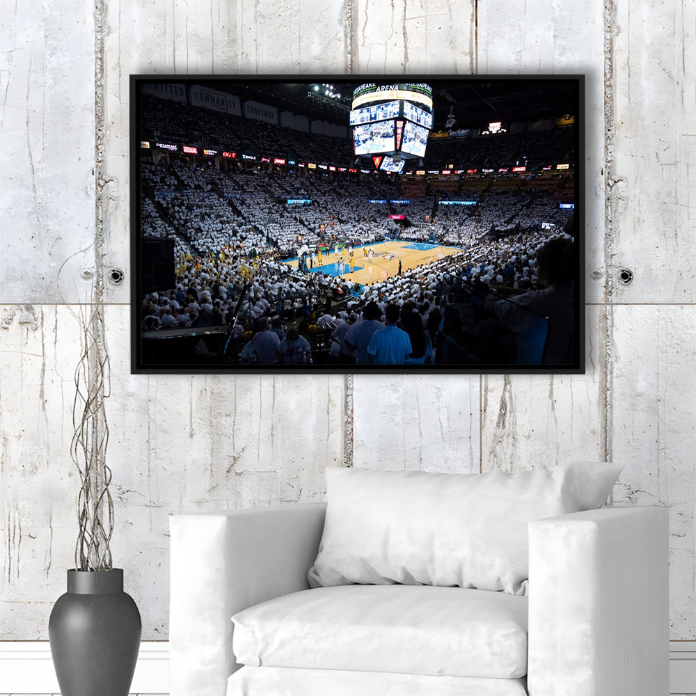 Chesapeake Energy Arena Playoffs, Stadium Canvas, Sport Art, Framed Canvas Print Wall Art, Floating Frame