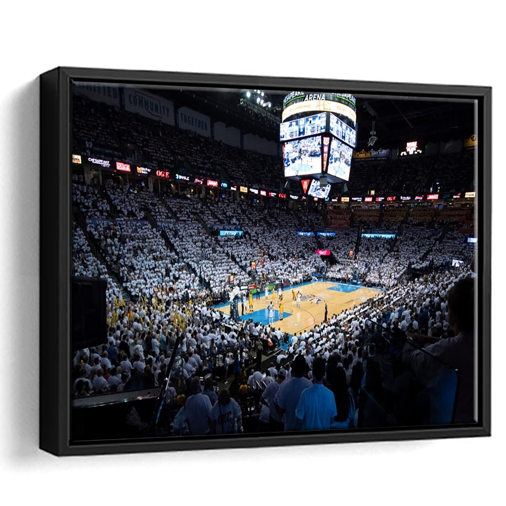 Chesapeake Energy Arena Playoffs, Stadium Canvas, Sport Art, Framed Canvas Print Wall Art, Floating Frame