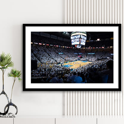 Chesapeake Energy Arena Playoffs, Stadium Canvas, Sport Art, Gift for him, White Border Framed Art Print Wall Decor