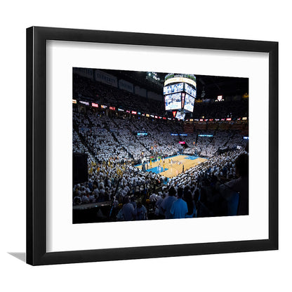 Chesapeake Energy Arena Playoffs, Stadium Canvas, Sport Art, Gift for him, White Border Framed Art Print Wall Decor