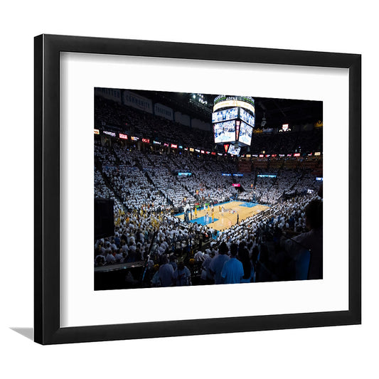 Chesapeake Energy Arena Playoffs, Stadium Canvas, Sport Art, Gift for him, White Border Framed Art Print Wall Decor