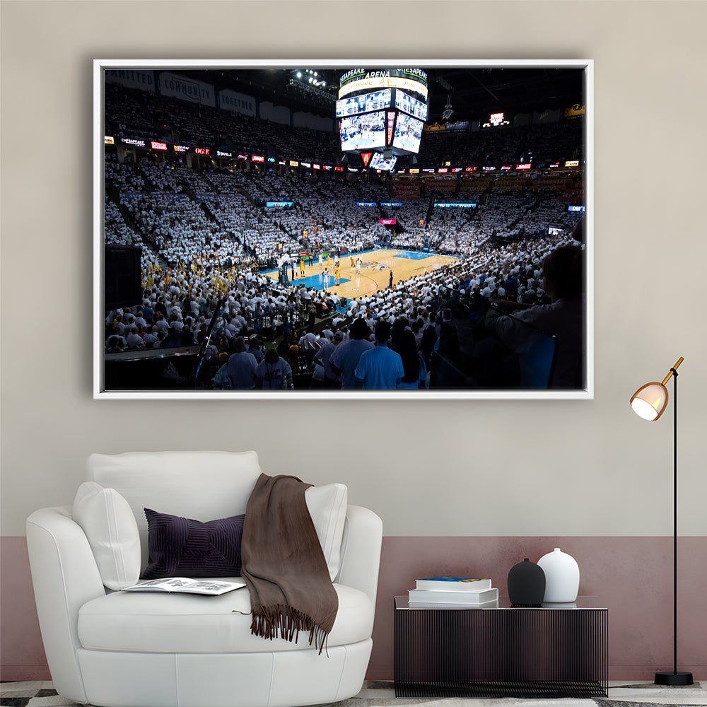 Chesapeake Energy Arena Playoffs, Stadium Canvas, Sport Art, Framed Canvas Print Wall Art, Floating Frame