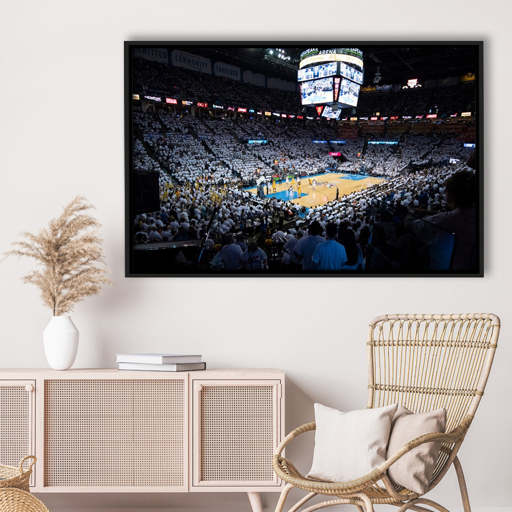 Chesapeake Energy Arena Playoffs, Stadium Canvas, Sport Art, Framed Canvas Print Wall Art, Floating Frame