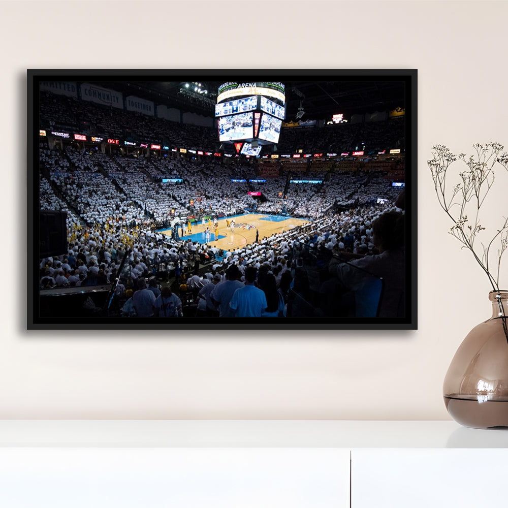 Chesapeake Energy Arena Playoffs, Stadium Canvas, Sport Art, Framed Canvas Print Wall Art, Floating Frame