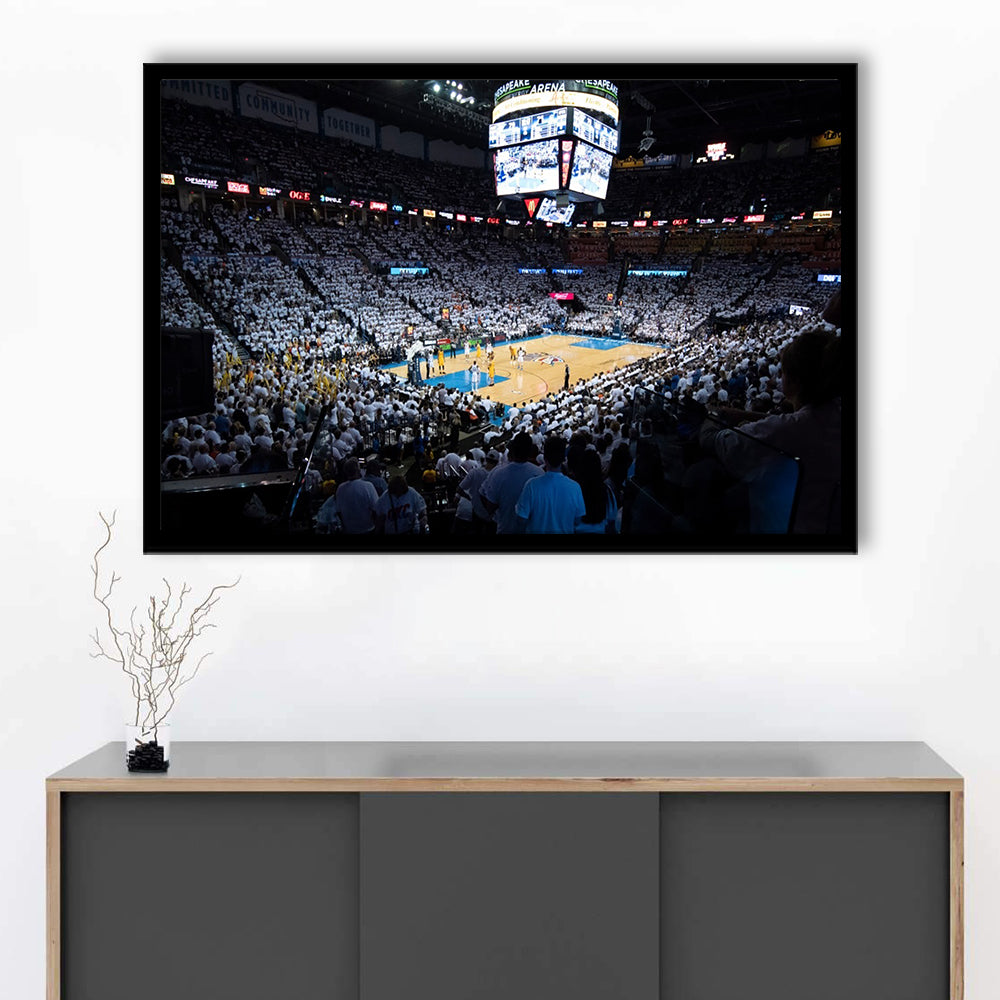 Chesapeake Energy Arena Playoffs, Stadium Canvas, Sport Art, Gift for him, Framed Art Print Wall Decor, Picture Framed
