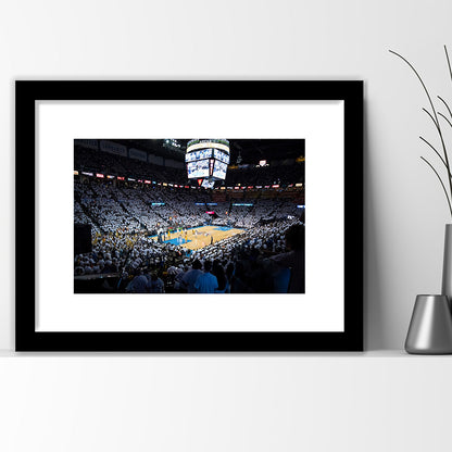 Chesapeake Energy Arena Playoffs, Stadium Canvas, Sport Art, Gift for him, White Border Framed Art Print Wall Decor