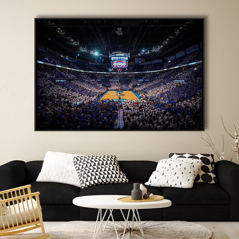 Chesapeake Energy Arena, Stadium Canvas, Sport Art, Framed Canvas Print Wall Art, Floating Frame