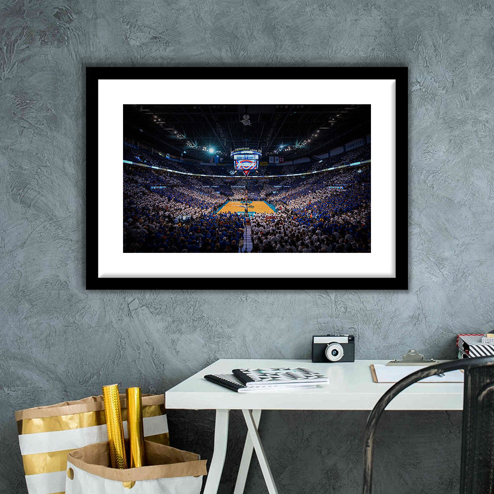 Chesapeake Energy Arena, Stadium Canvas, Sport Art, Gift for him, White Border Framed Art Print Wall Decor