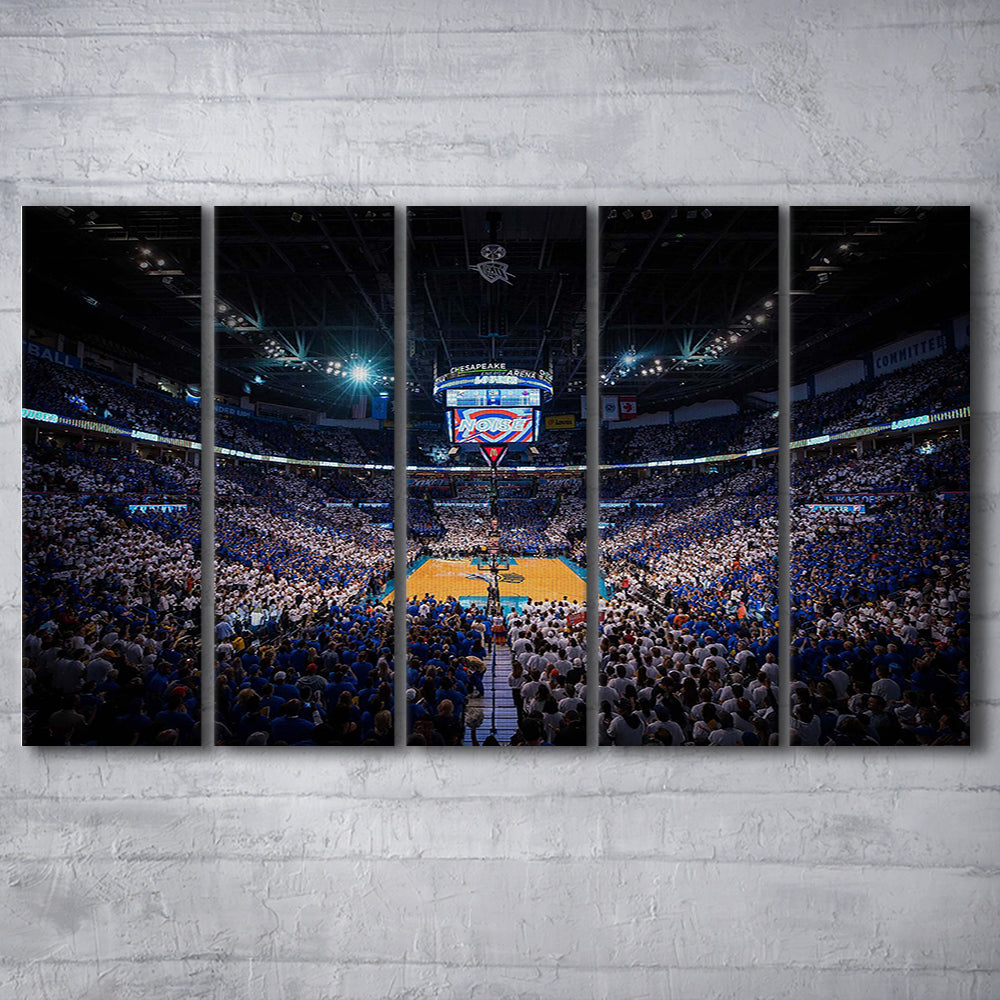 Chesapeake Energy Arena, Stadium Canvas, Sport Art, 5 Panel B, Extra Large Canvas, Canvas Print Wall Art