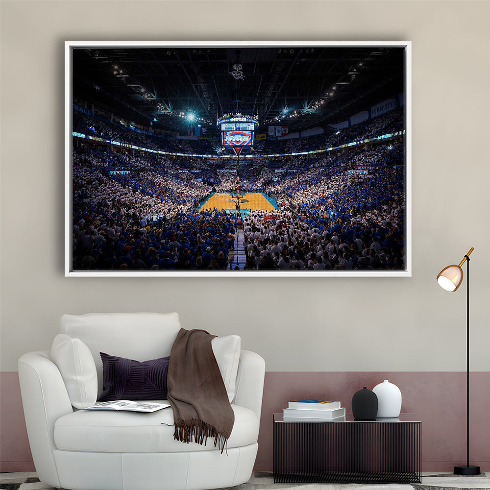 Chesapeake Energy Arena, Stadium Canvas, Sport Art, Framed Canvas Print Wall Art, Floating Frame