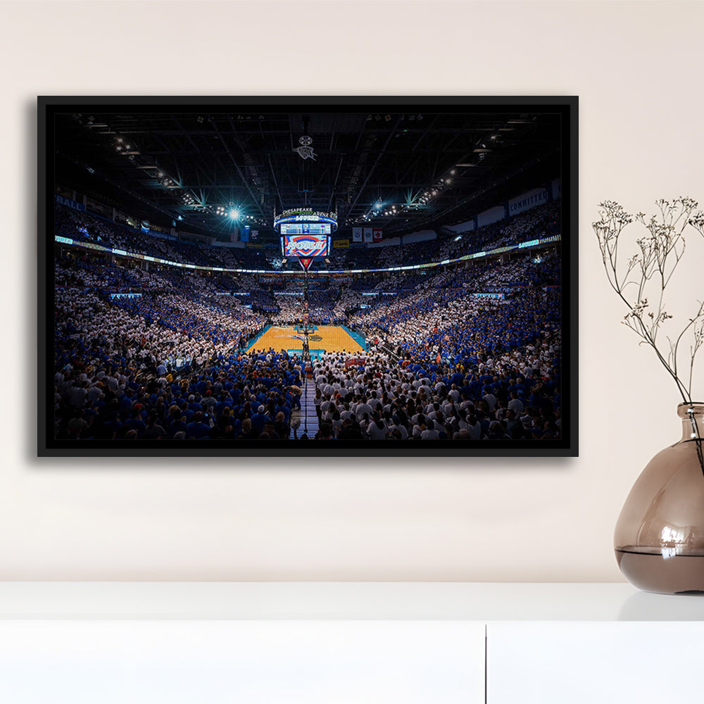 Chesapeake Energy Arena, Stadium Canvas, Sport Art, Framed Canvas Print Wall Art, Floating Frame