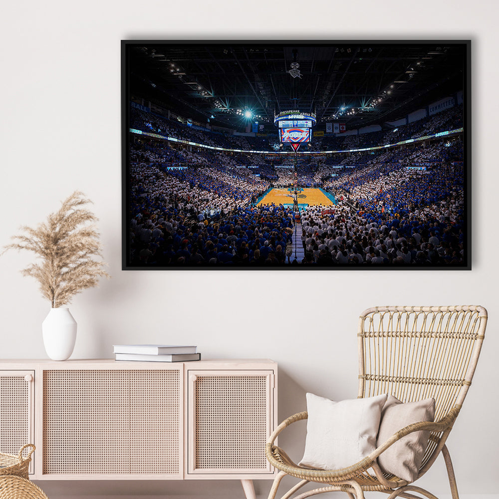 Chesapeake Energy Arena, Stadium Canvas, Sport Art, Framed Canvas Print Wall Art, Floating Frame