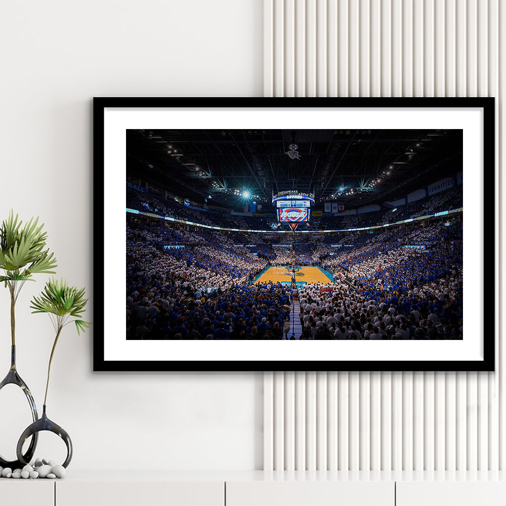 Chesapeake Energy Arena, Stadium Canvas, Sport Art, Gift for him, White Border Framed Art Print Wall Decor