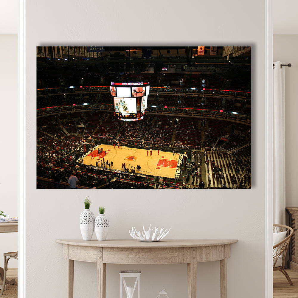 Chicago Bulls in United Center, Stadium Canvas, Sport Art, Gift for him, Man Cave Decor, Art Print, Canvas Print Wall Art