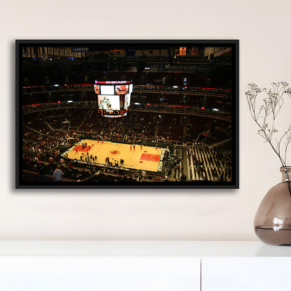 Chicago Bulls in United Center, Stadium Canvas, Sport Art, Framed Canvas Print Wall Art, Floating Frame