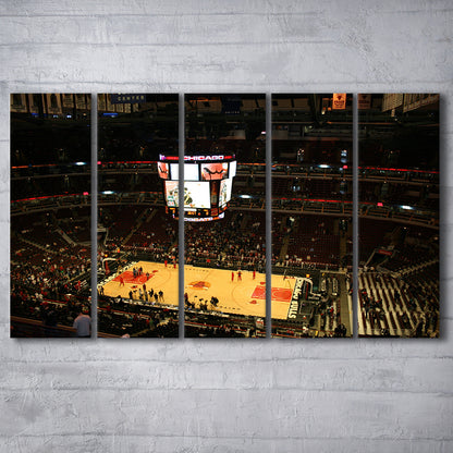Chicago Bulls in United Center, Stadium Canvas, Sport Art, 5 Panel B, Extra Large Canvas, Canvas Print Wall Art