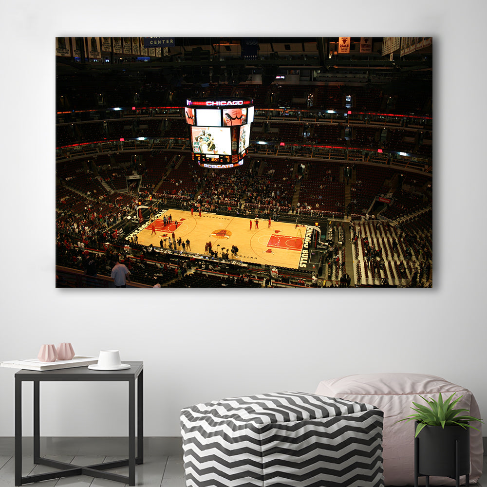 Chicago Bulls in United Center, Stadium Canvas, Sport Art, Gift for him, Man Cave Decor, Art Print, Canvas Print Wall Art