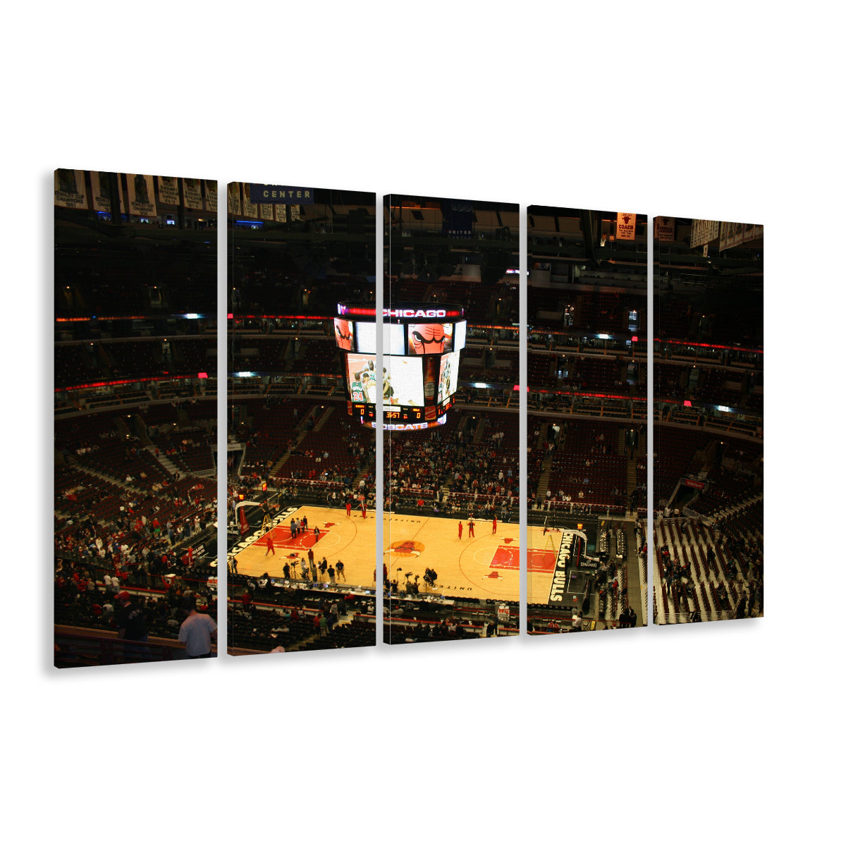 Chicago Bulls in United Center, Stadium Canvas, Sport Art, 5 Panel B, Extra Large Canvas, Canvas Print Wall Art