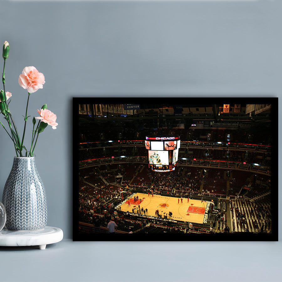Chicago Bulls in United Center, Stadium Canvas, Sport Art, Gift for him, Framed Art Print Wall Decor, Picture Framed