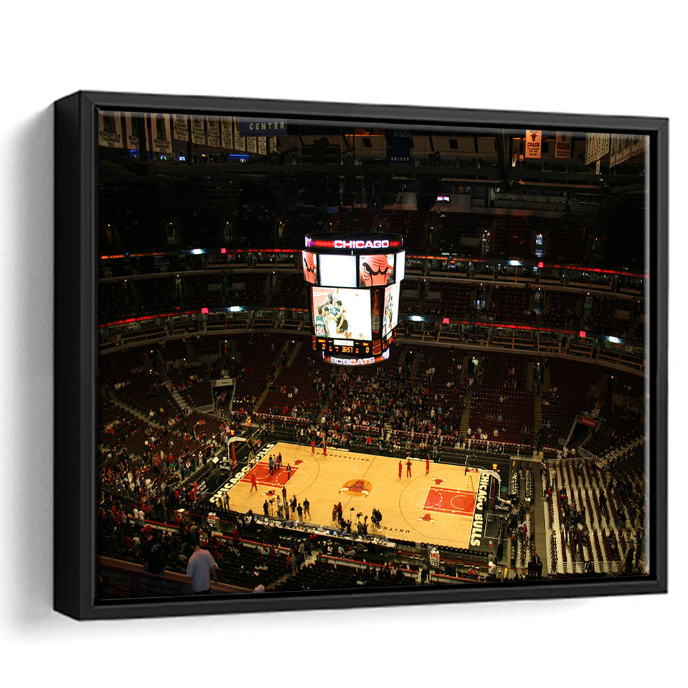 Chicago Bulls in United Center, Stadium Canvas, Sport Art, Framed Canvas Print Wall Art, Floating Frame