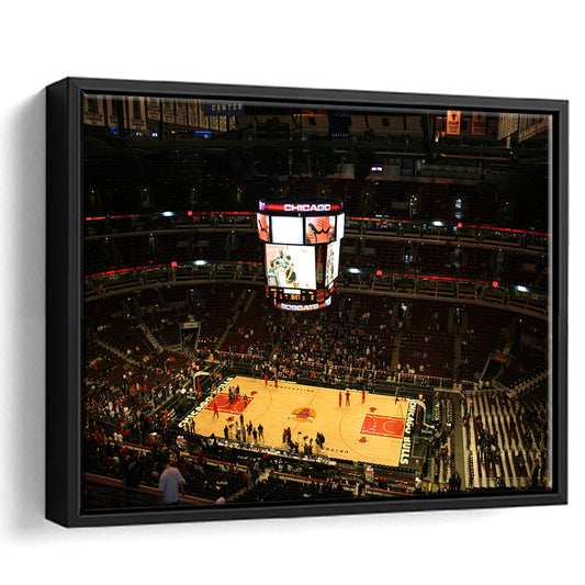 Chicago Bulls in United Center, Stadium Canvas, Sport Art, Framed Canvas Print Wall Art, Floating Frame
