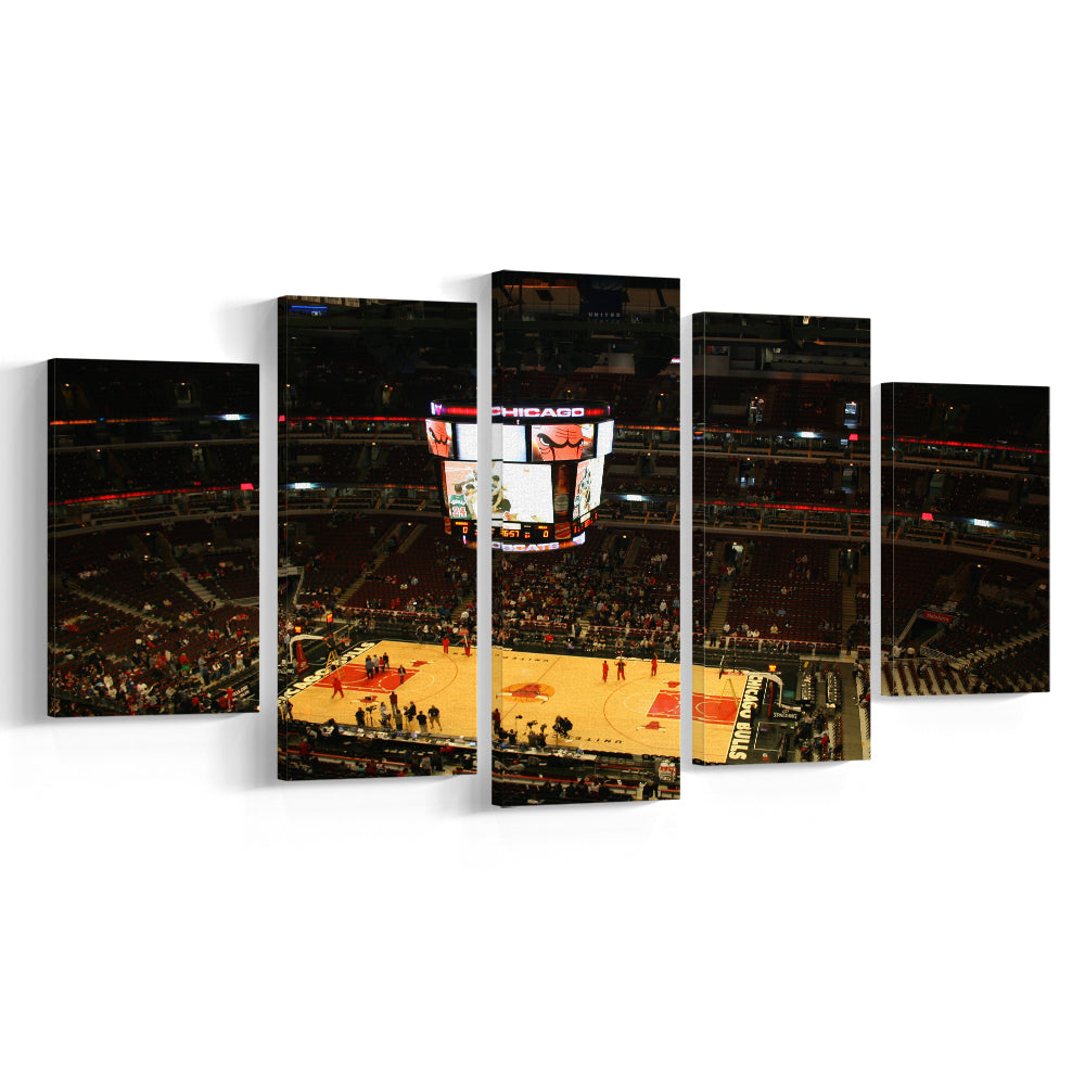 Chicago Bulls in United Center, Stadium Canvas, Sport Art, Gift for him, 5 Panel, Large Canvas, Canvas Print Wall Art