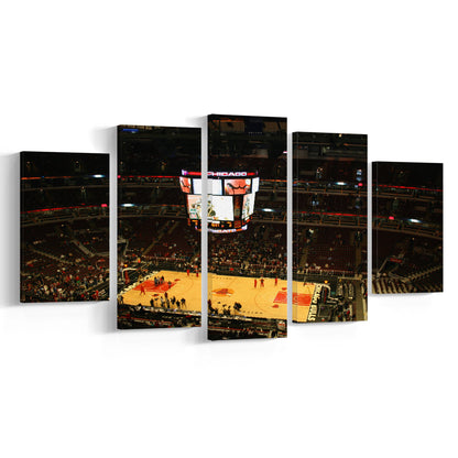 Chicago Bulls in United Center, Stadium Canvas, Sport Art, Gift for him, 5 Panel, Large Canvas, Canvas Print Wall Art