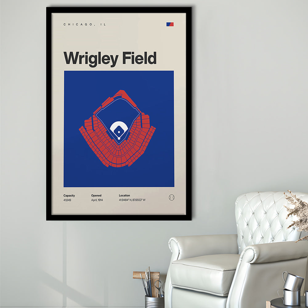 Chicago Cubs Stadium Print, Wrigley Field Stadium Print, Gifts for him, Sport Art, Framed Art Print Wall Decor