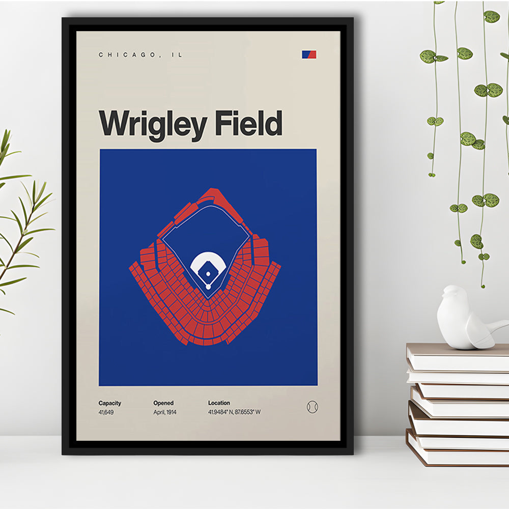 Chicago Cubs Stadium Print, Wrigley Field Stadium Print, Man Cave Gift, Floating Framed Canvas Print Wall Art