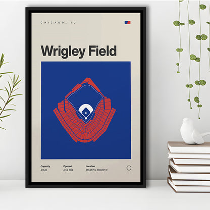 Chicago Cubs Stadium Print, Wrigley Field Stadium Print, Man Cave Gift, Floating Framed Canvas Print Wall Art