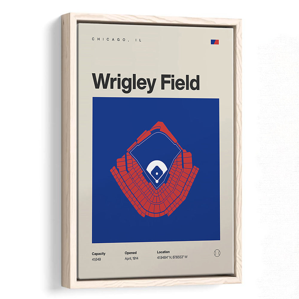 Chicago Cubs Stadium Print, Wrigley Field Stadium Print, Man Cave Gift, Floating Framed Canvas Print Wall Art