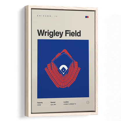 Chicago Cubs Stadium Print, Wrigley Field Stadium Print, Man Cave Gift, Floating Framed Canvas Print Wall Art