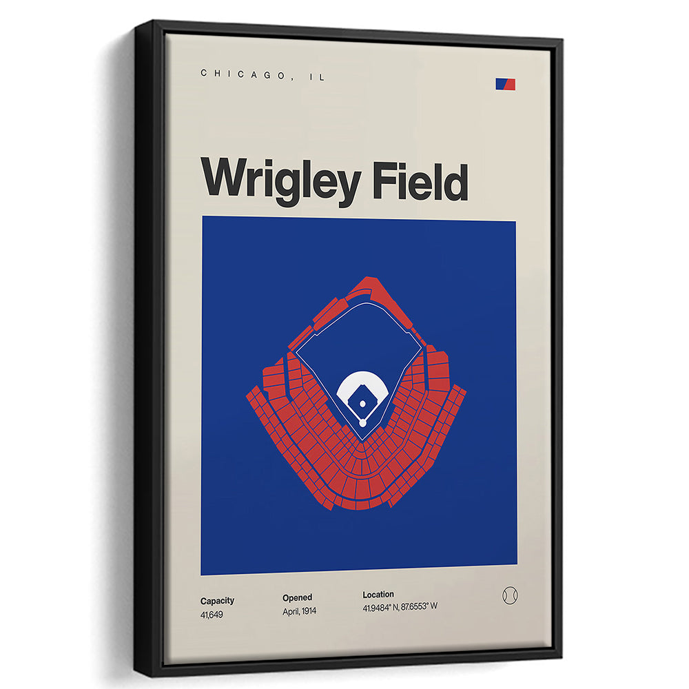 Chicago Cubs Stadium Print, Wrigley Field Stadium Print, Man Cave Gift, Floating Framed Canvas Print Wall Art